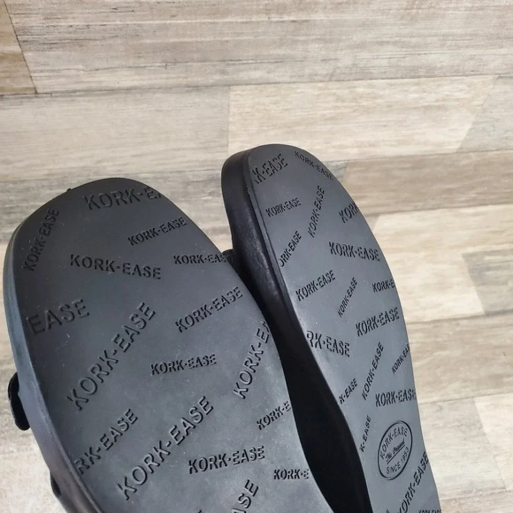 Kork Ease Mona Womens Sandals Sz 6 M Black Leather Buckle Ankle Strap Square Toe
